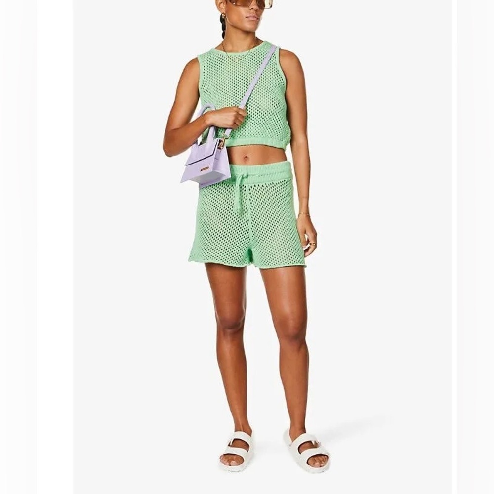 NEW WeWoreWhat Mint Green Crochet Drawstring Shorts Size Medium